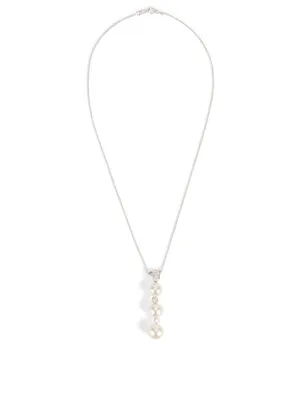 18K White Gold Australian South Sea Pearl And Diamond Pendant Necklace