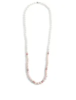 18K Rose Gold And White Gold Pearl Necklace With Pink Sapphire