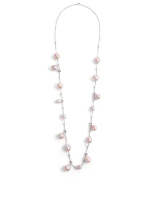 18K White Gold Necklace With Pearls And Diamonds