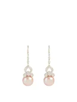 18K Gold Pearl And Diamond Earrings