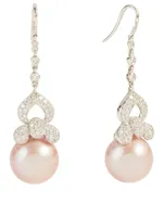 18K Gold Pearl And Diamond Earrings