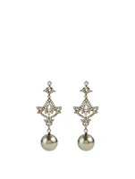 18K Black Gold Tahitian South Sea Pearl And Diamond Earrings