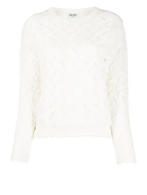 Cotton-Blend Woven Knit Sweater