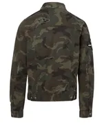 Cotton Denim Jacket Camo Print