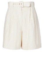 Super Eight Linen Culotte Shorts Stripe Print
