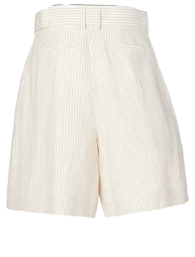 Super Eight Linen Culotte Shorts Stripe Print
