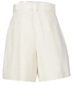Super Eight Linen Culotte Shorts Stripe Print