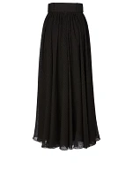 Super Eight Silk-Blend Long Skirt Dot Print