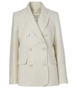 Super Eight Linen Blazer Stripe Print