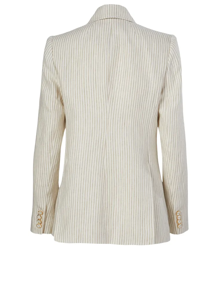 Super Eight Linen Blazer Stripe Print