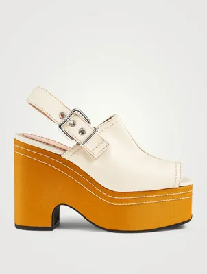 Gabardine Slingback Wedge Sandals