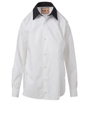 Cotton Long-Sleeve Tuxedo Shirt