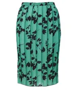 Pleated Midi Skirt Floral Print