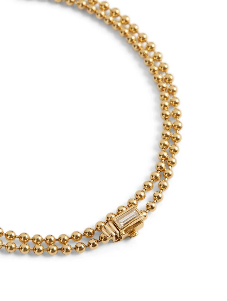 Flapper 18K Gold Double Wrap Bracelet With Diamond