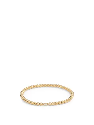 Flapper 18K Gold Single Strand Ball Chain Bracelet With Diamond