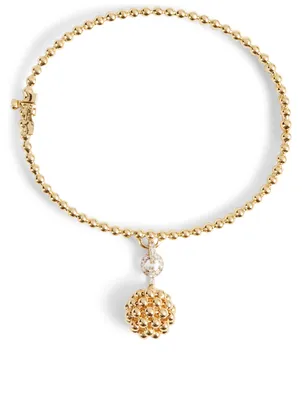 Flapper 18K Gold Ball Charm Bangle Bracelet With Diamonds