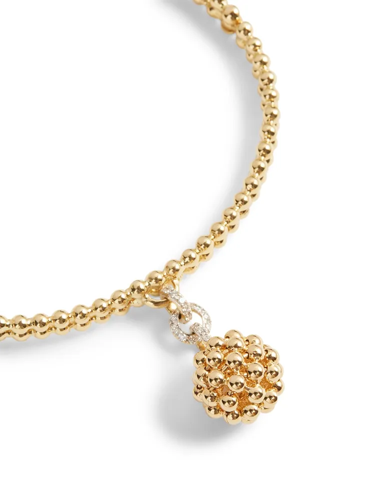 Flapper 18K Gold Ball Charm Bangle Bracelet With Diamonds