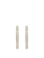 Essentials 18K White Gold Dot Dash Hoop Earrings With Diamonds