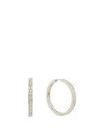 Essentials 18K White Gold Dot Dash Hoop Earrings With Diamonds