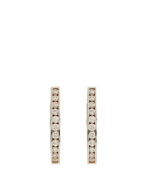 Essentials 18K White Gold Channel-Set Hoop Earrings With Diamonds