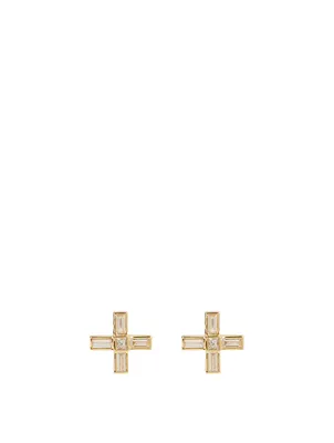 Essentials 18K Gold X Earrings With Diamonds