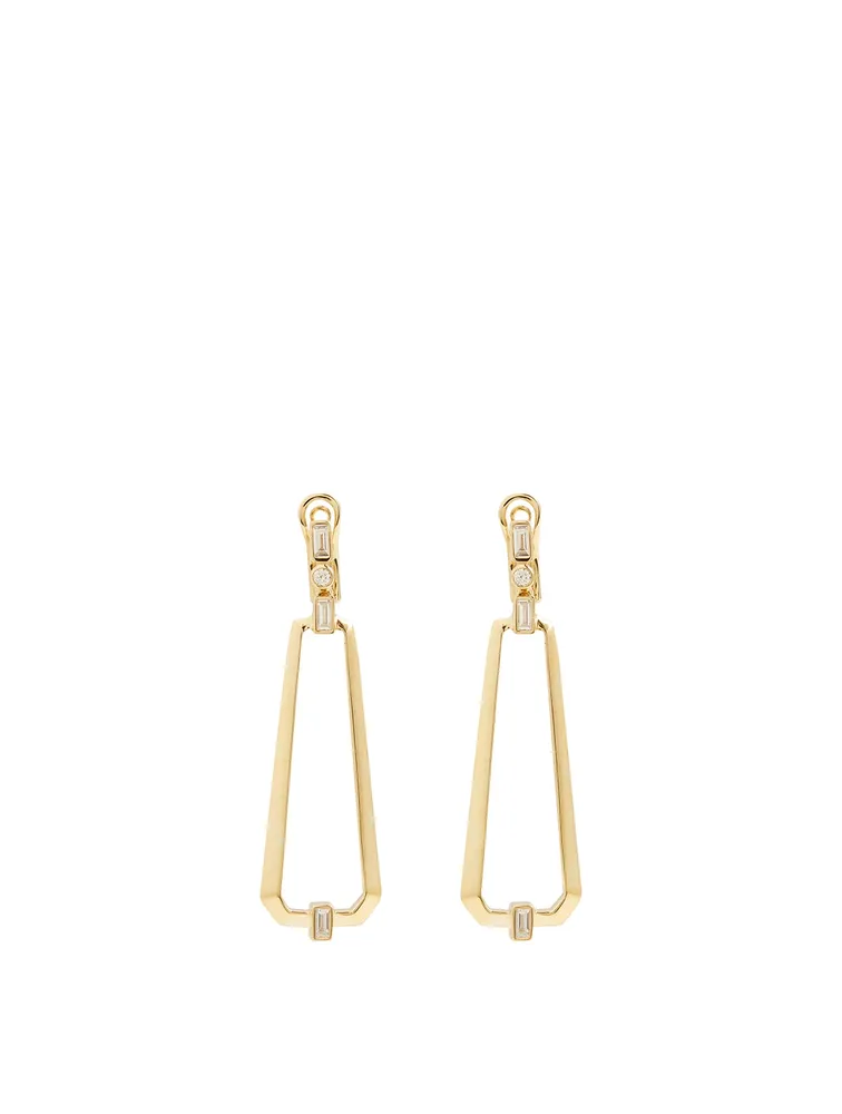 Essentials 18K Gold Trapezoid Drop Earrings With Diamonds