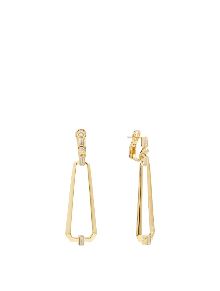 Essentials 18K Gold Trapezoid Drop Earrings With Diamonds