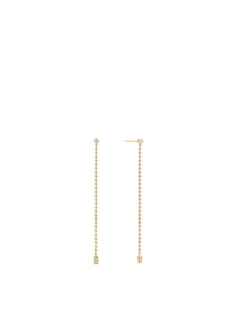 Flapper 18K Gold Drop Chain Earrings With Diamonds