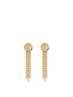 Flapper 18K Gold Triple Strand Ball Chain Earrings With Diamonds