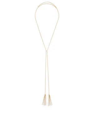 Flapper 18K Gold Double Lariat Tassel Necklace With Diamonds