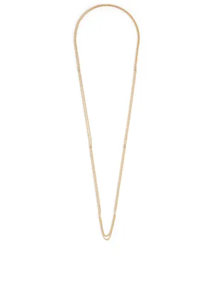 Flapper 18K Gold Double Strand Ball Chain Necklace With Diamonds