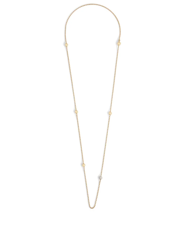 Flapper 18K Gold Ball Chain Station Necklace With Diamonds