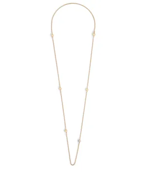 Flapper 18K Gold Ball Chain Station Necklace With Diamonds