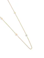 Flapper 18K Gold Ball Chain Station Necklace With Diamonds