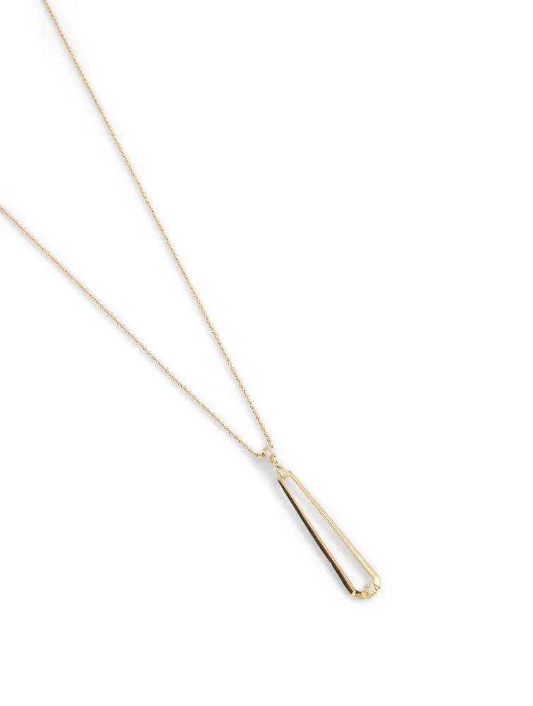 Essentials 18K Gold Trapezoid Pendant Necklace With Diamonds