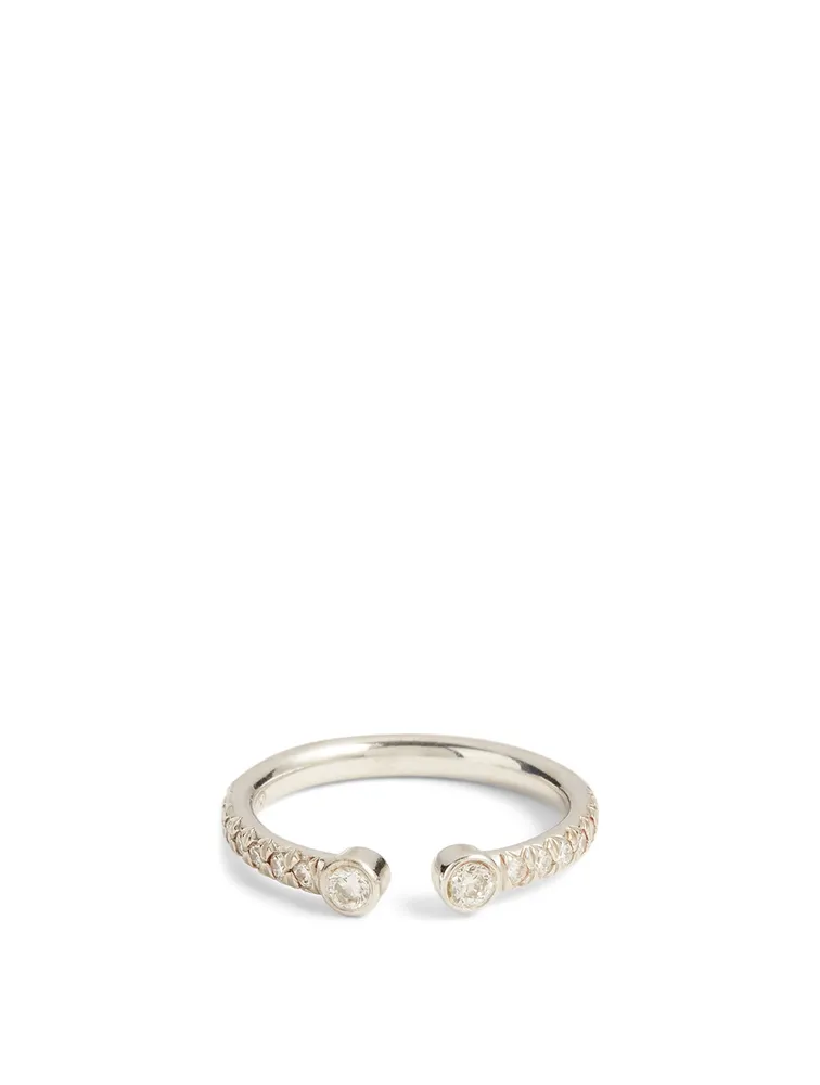 Essentials 18K White Gold Round Diamond Ring With Diamonds