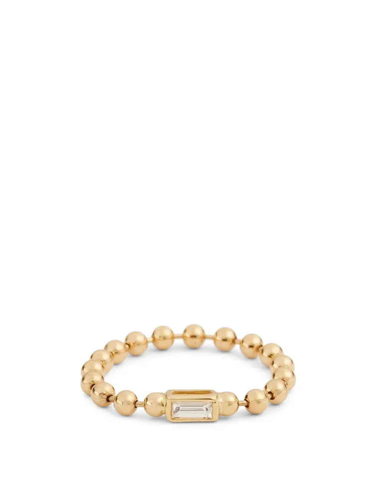 Flapper 18K Gold Ring With Baguette Diamond