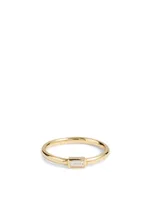 Essentials 18K Gold Horizontal Baguette Stacking Ring With Diamond