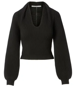 Wool And Cashmere Draped Neck Sweater