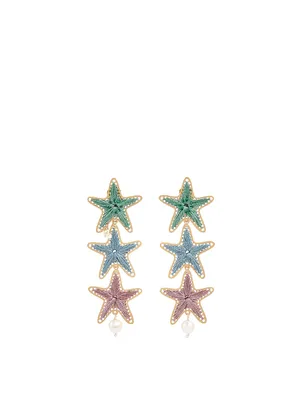 La Isla Iraca Palm And Gold-Plated Bronze Starfish Earrings