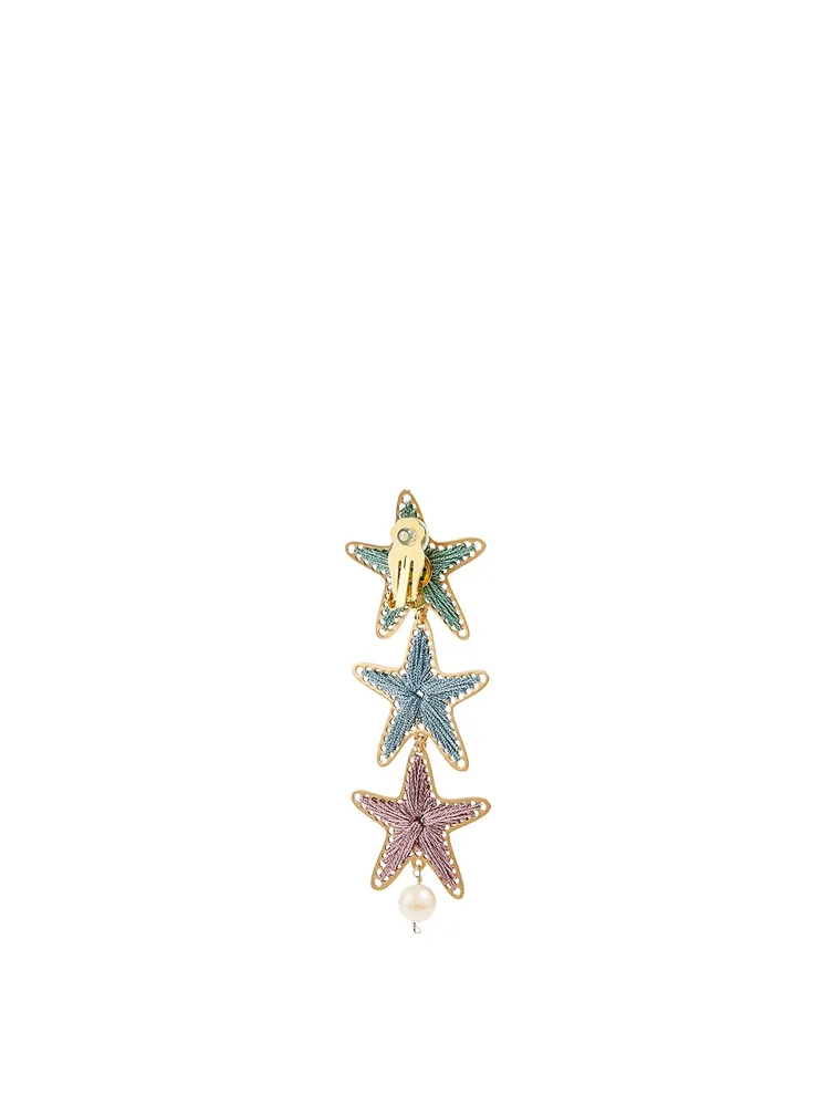 La Isla Iraca Palm And Gold-Plated Bronze Starfish Earrings