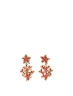La Isla Iraca Palm And Gold-Plated Bronze Coral Earrings