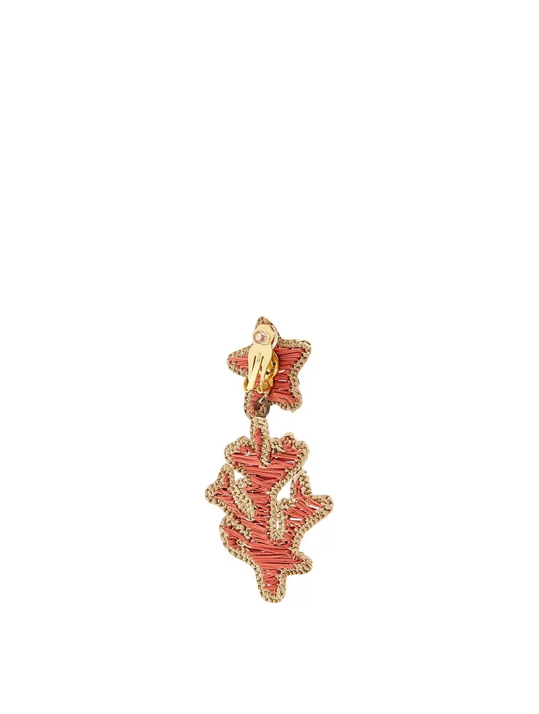 La Isla Iraca Palm And Gold-Plated Bronze Coral Earrings