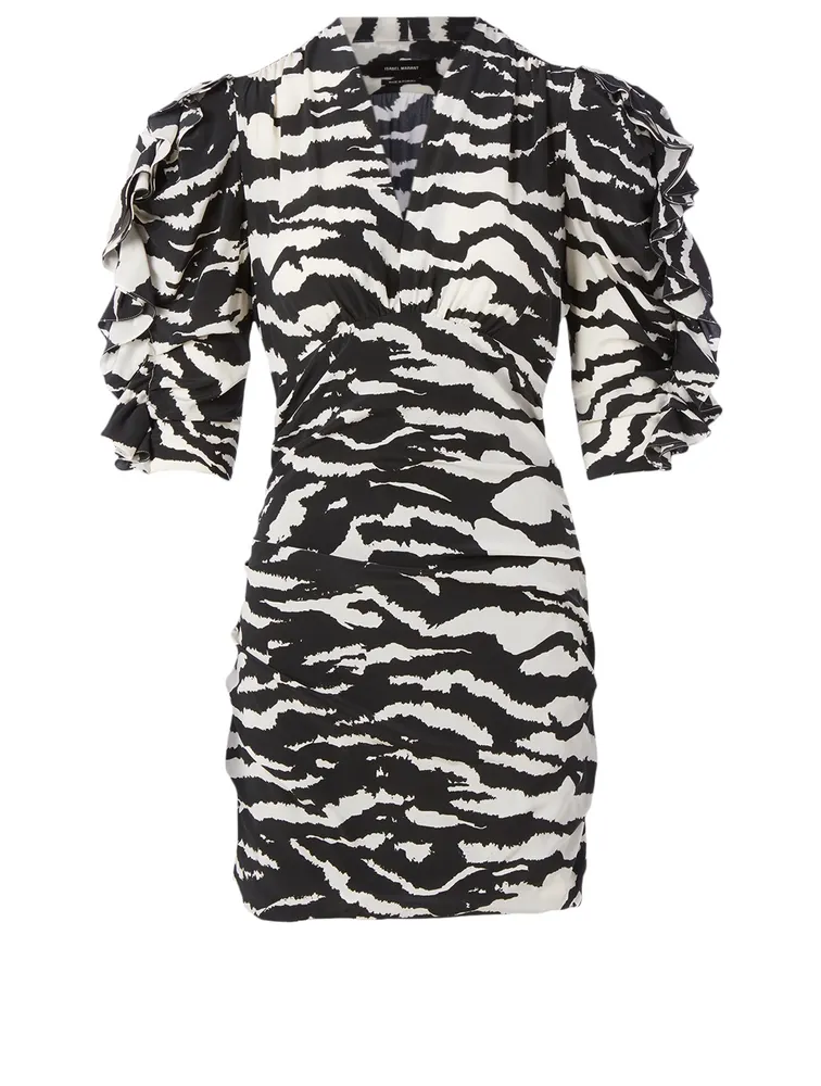Farah Silk-Blend Mini Dress Zebra Print