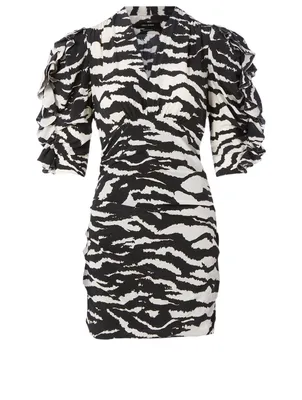 Farah Silk-Blend Mini Dress In Zebra Print