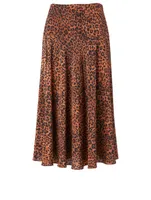 Elba Silk Midi Skirt Leopard Print