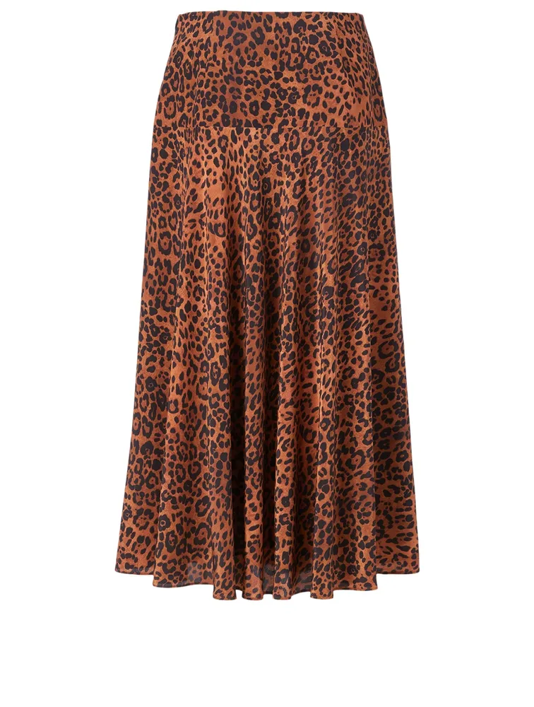 Elba Silk Midi Skirt Leopard Print
