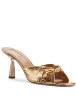 Pasha 75 Metallic Snake-Embossed Leather Heeled Mule Sandals