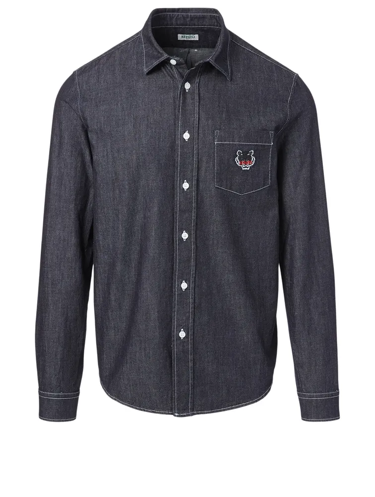 Denim Shirt With Tiger Crest