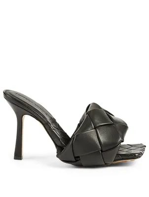 The Lido Intrecciato Leather Heeled Mule Sandals